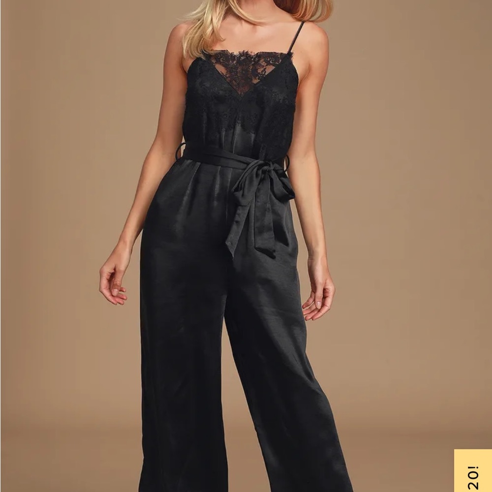 Lulus silky black jumpsuit
